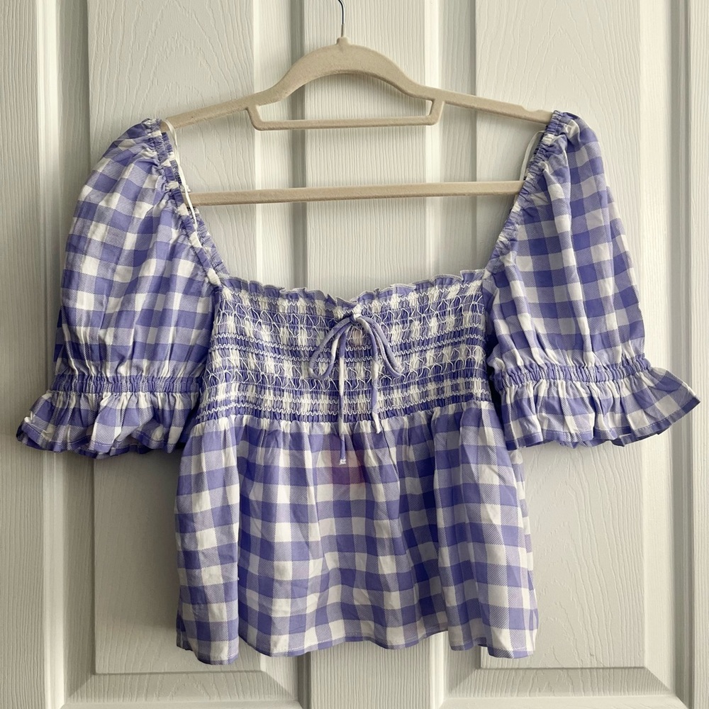 Beautiful purple and white check crop top